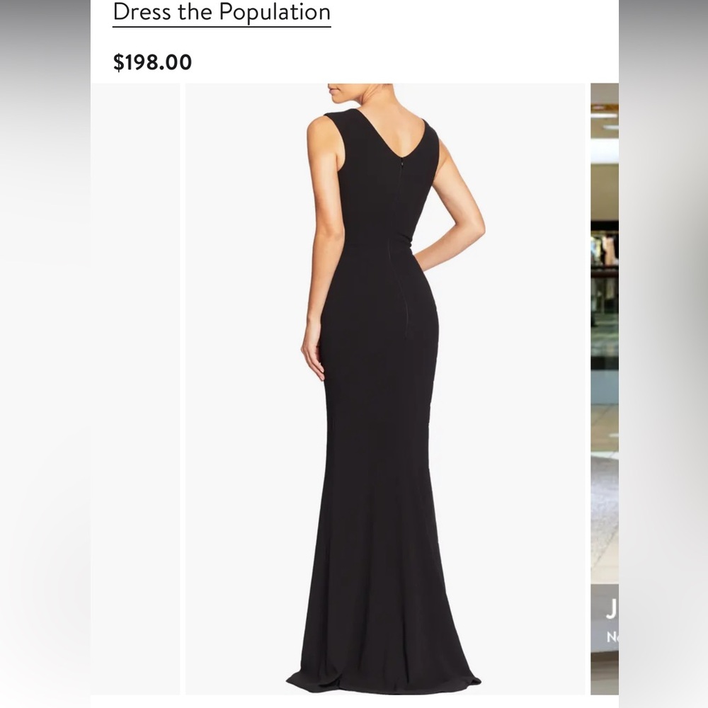 Dress the Population Black Plunge Gown with Slit - Picture 2 of 4